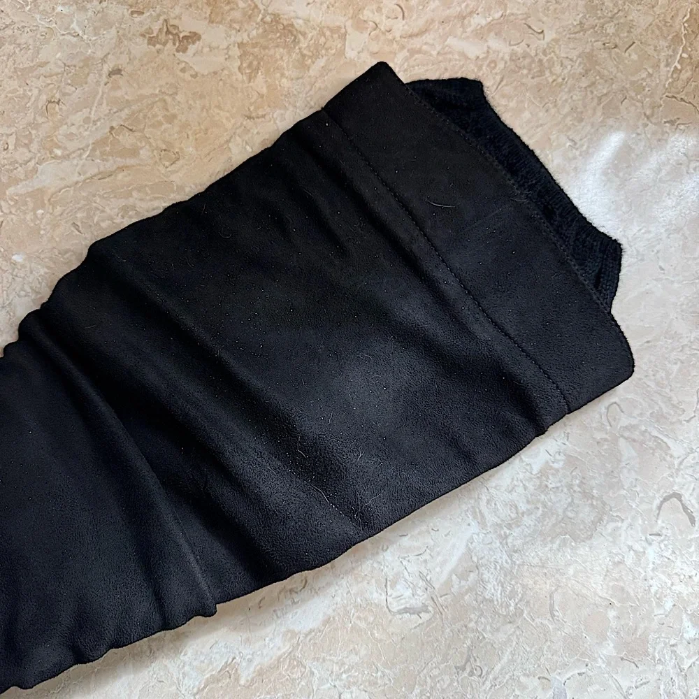 VENUS Knee High Black Stretch Suede PU Boots with Heel 9 NIB - Picture 3 of 3